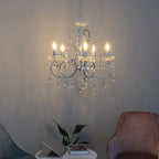 Maison ornate silver Baroque chandelier with 5 E14 bulbs, elegant vintage-inspired lighting fixture.