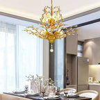 Maison Ornate Vintage Crystal Chandelier with adjustable industrial gold branches and sparkling crystal details.