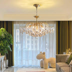 Maison Ornate Modern Crystal Bedroom Chandelier with Adjustable Chain, sparkling crystals, luxurious design.