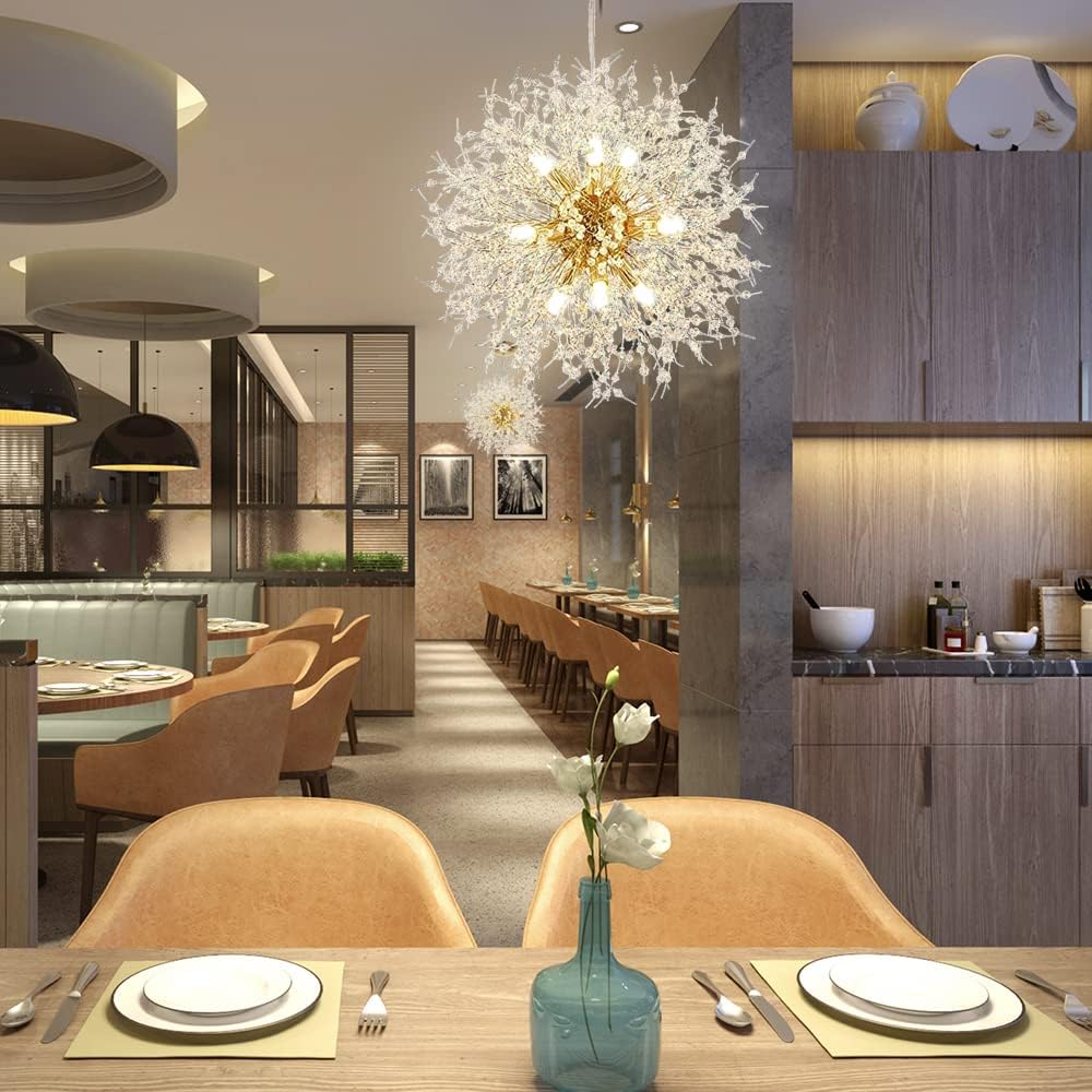 Maison Ornate Modern Gold Dandelion Design Crystal Ball Chandelier with intricate, radiant crystal spheres.