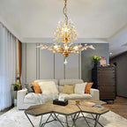 Maison Ornate Vintage Crystal Chandelier with adjustable industrial gold branches and sparkling crystal accents.