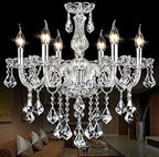 Maison Ornate Modern Crystal Lustre chandelier with eight candle bulbs and K9 crystal maple leaves.