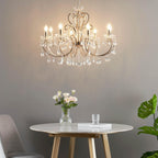 The Maison Ornate Rose Gold Baroque Crystal Chandelier with 8 arms and E14 sockets glows elegantly.