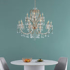 Maison Ornate Rose Gold Baroque Chandelier, 15 arms, intricate design, elegant statement lighting fixture.