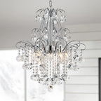 Maison Ornate Modern Gold 5-Light Chandelier with crystal beads, pendants; elegant, striking centerpiece.