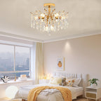 Maison Ornate Modern Crystal Dining Room Chandelier with gold frame, elegant crystals, and modern design.