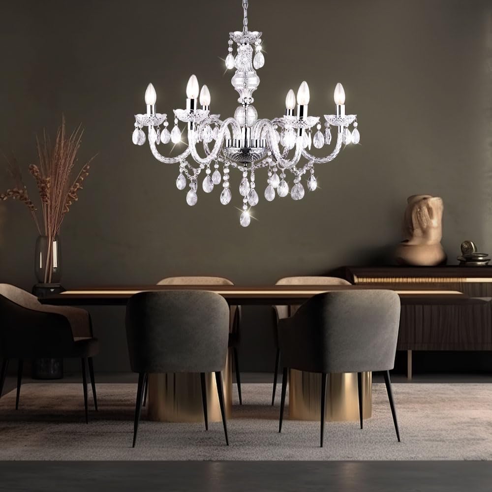 Globo Lighting chandelier, crystal, transparent PVC, excl. 6 x E14 40 W 230 V