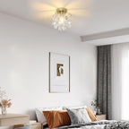 The Maison Ornate Modern Crystal Ball Chandelier, flush-mounted with sparkling crystal spheres, modern and elegant.