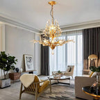 Maison Ornate Vintage Crystal Chandelier with adjustable gold branches and elegant crystal detailing.