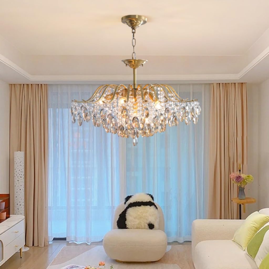 Maison Ornate Modern Crystal Bedroom Chandelier with adjustable chain, elegant crystal accents, contemporary design.