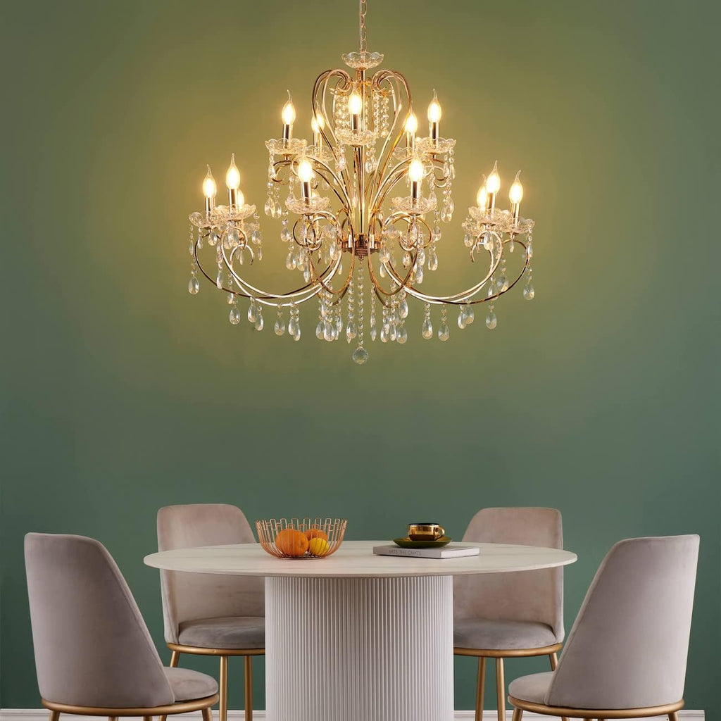 Ornate rose gold Baroque chandelier with 15 curved arms, classic Maison style, elegant finish.