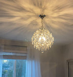 Maison Ornate Crystal Ball Chandelier with three drop shades, elegant lighting and sparkling crystal accents.