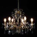 Maison Ornate Gold Crystal Bead Chandelier with six E14 sockets and sparkling crystal accents.