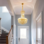 Maison Ornate Golden Crystal Round Modern Glass Pendant Light with crystal accents and gold finish.