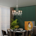 Maison Ornate Crystal Hallway Chandelier with elegant metal structure, modern style, crystal accents.