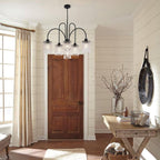 Maison Ornate Crystal Dining Room Chandelier with Black Metal Drops, elegant, intricate crystal design.