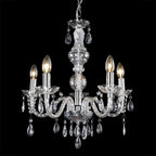 Maison Ornate Vintage Crystal 5-Branch Chandelier with five candle lights and cascading crystal droplets.