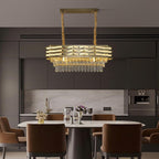 Maison Ornate Modern Oval Gold Crystal Stainless Steel Hallway Chandelier, elegant contemporary lighting centerpiece.