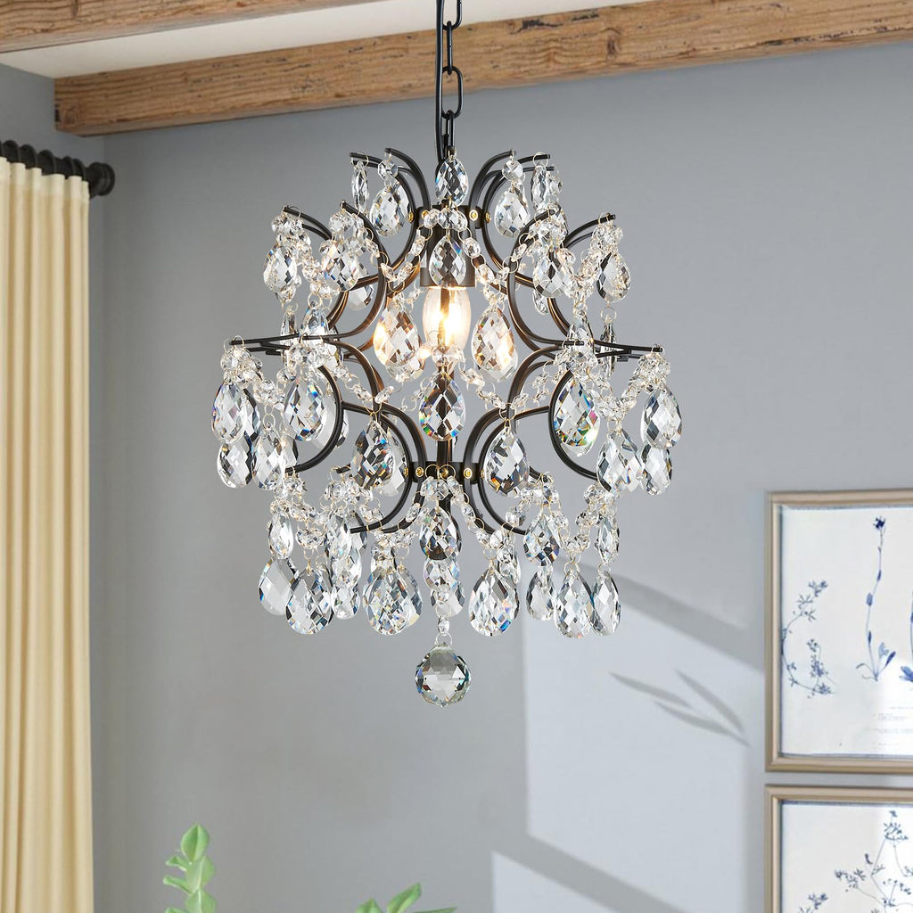 Maison Ornate Modern Crystal Hallway Chandelier with sleek metal frame and sparkling crystal details.