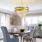 Maison Ornate Modern Gold Crystal Chandelier K9 5 Tier Round, shimmering with intricate crystal detailing.