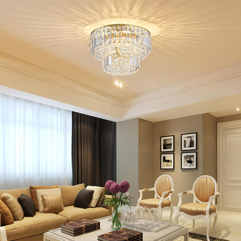 Maison Ornate Modern Gold Crystal Bedroom Chandelier LED with shimmering crystals and elegant gold detailing.