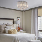 Maison Ornate Modern Round Metal Crystal Hallway Chandelier with sparkling crystals and an elegant, luxurious metallic finish.