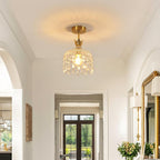 Maison Ornate Gold Crystal Ceiling Light Modern E27 chandelier with crystals and warm glowing illumination.