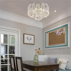 Maison Ornate Modern Round Metal Crystal Hallway Chandelier featuring elegant crystals and sleek metal detailing.