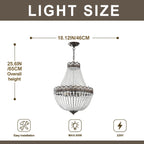 Maison Ornate Vintage Crystal Chandelier in Black Gold with 6 lights and adjustable chain, 18" wide.