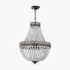 Maison Ornate Vintage Crystal Chandelier with black gold frame, detailed accents, cascading crystal strands.