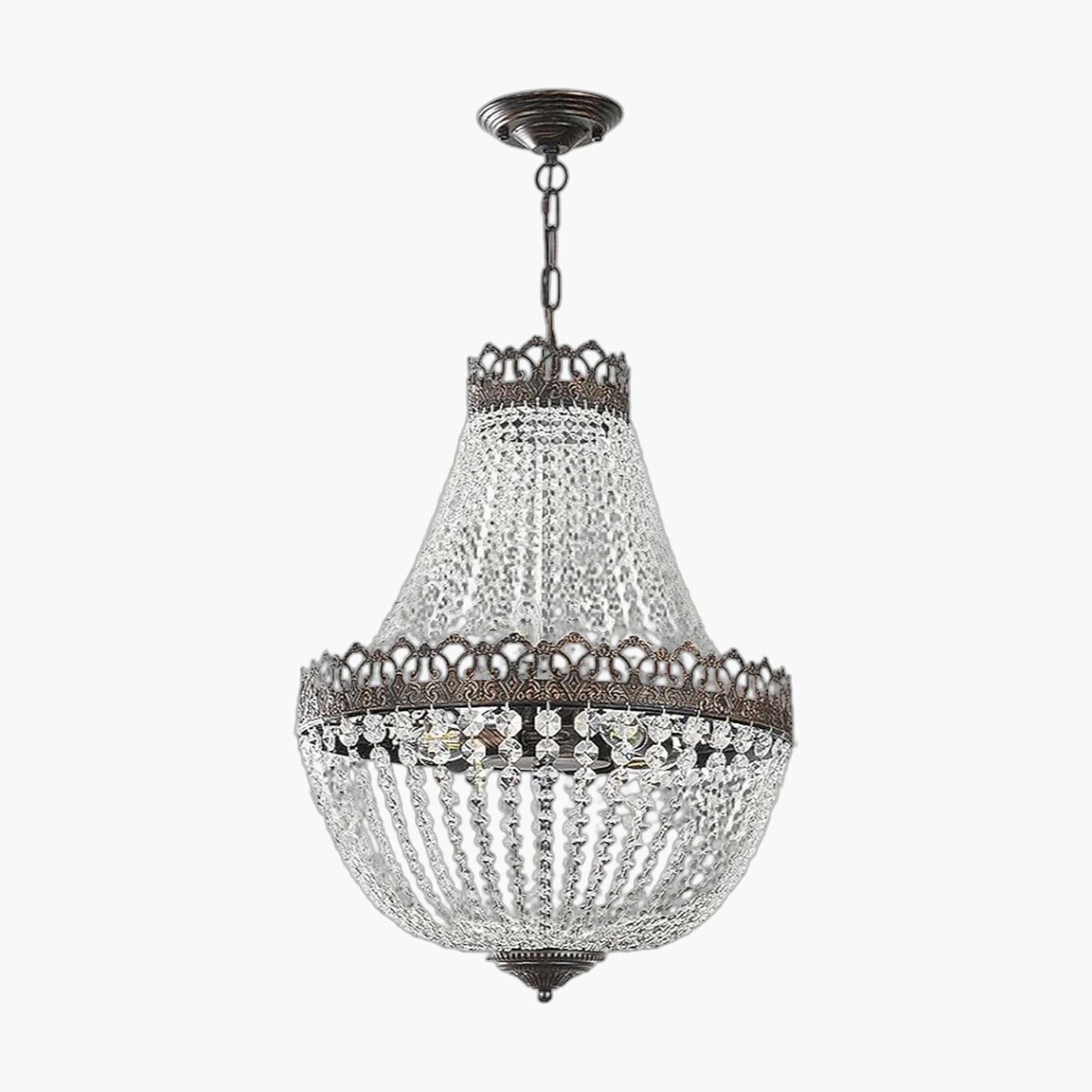 Vintage Crystal Chandelier with Adjustable Chain Black Gold