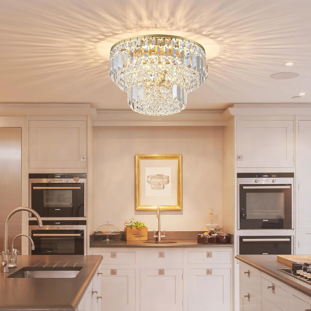 Maison Ornate Modern Gold Crystal Bedroom Chandelier LED, featuring intricate gold detailing and sparkling crystals.