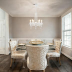 Maison Ornate Crystal Hallway Chandelier featuring intricate crystals and gold accents, elegantly suspended.