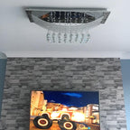 Maison Ornate Modern K9 Crystal Rectangular Ceiling Light with chrome finish, sparkling and luxurious.