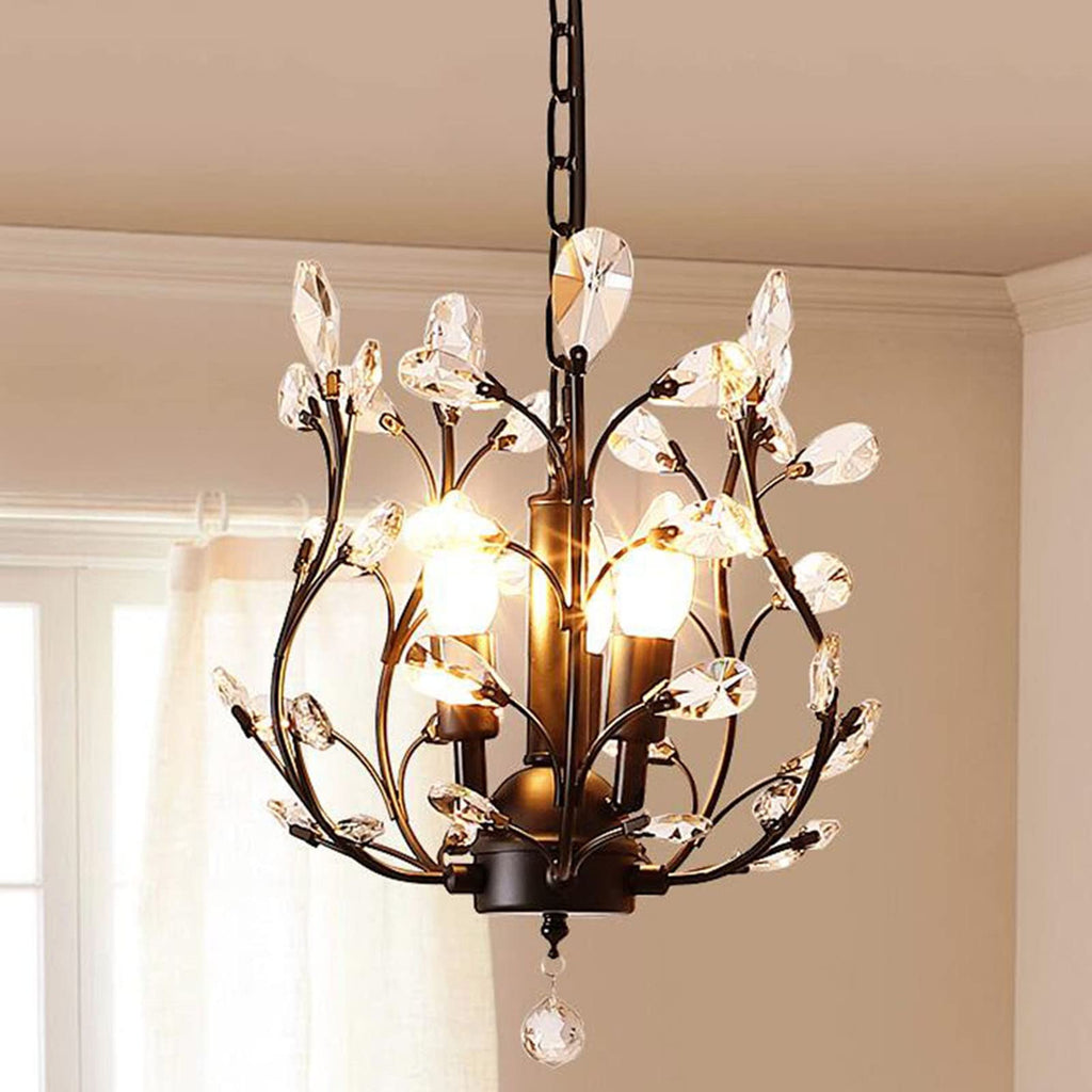Maison Ornate K9 Crystal Chandelier in gold, black, silver with elegant branches and clear crystals.