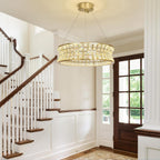 Maison Ornate Modern Gold Adjustable LED Crystal Bedroom Chandelier, featuring gold finish and sparkling crystals.