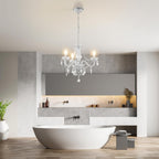 Maison Ornate 3-Light Adjustable White Acrylic Crystal Dining Chandelier, elegant modern design with sparkling crystals.