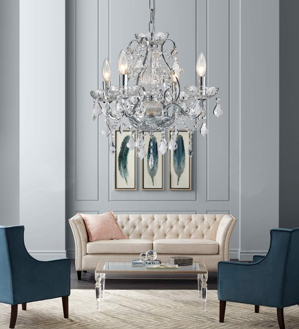 Maison Ornate Modern Crystal Chrome Metal Luster chandelier, featuring sparkling crystals and sleek chrome accents.