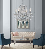 Maison Ornate Modern Crystal Chrome Metal Luster chandelier, featuring sparkling crystals and sleek chrome accents.