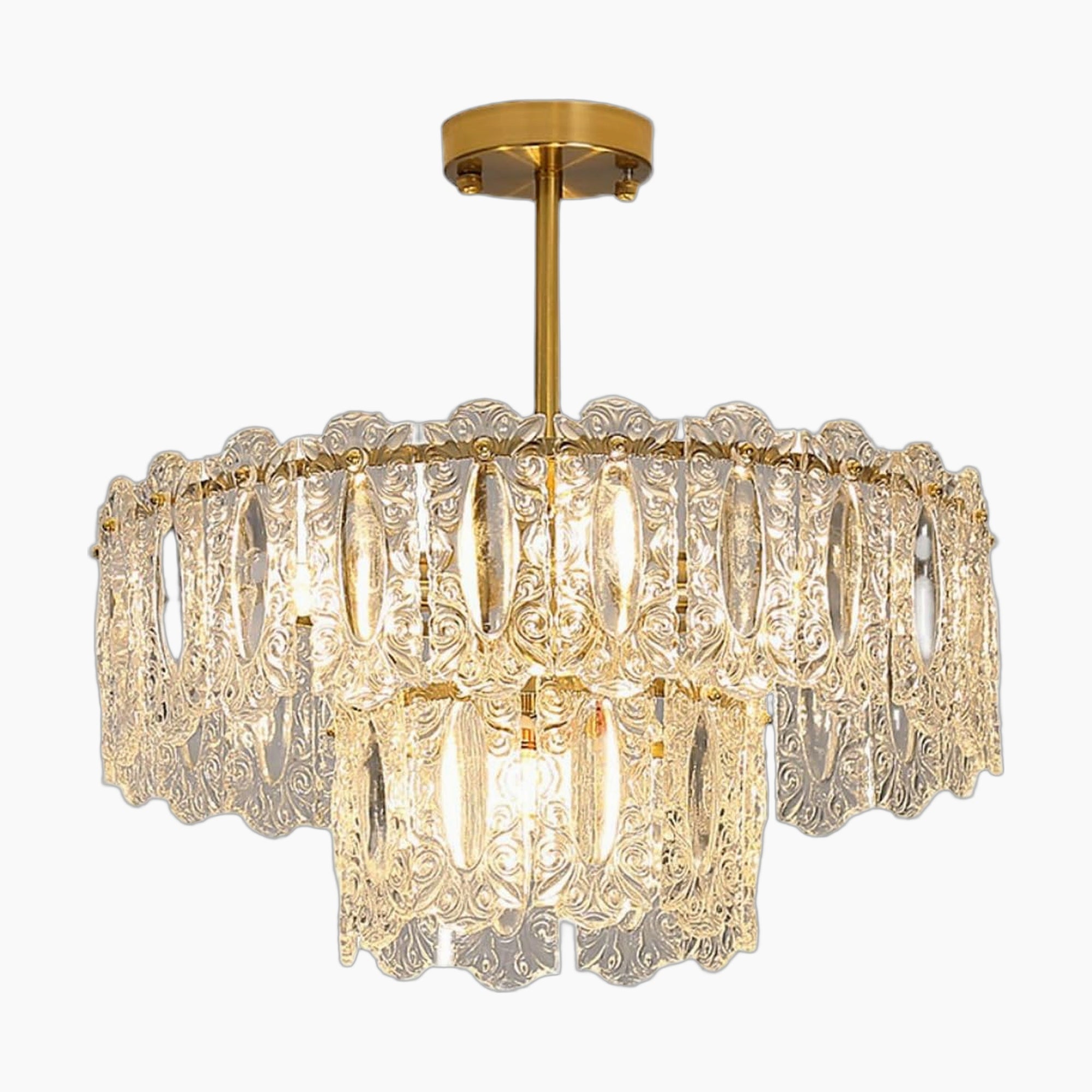 Vintage Crystal Chandelier with Clear Glass Beads