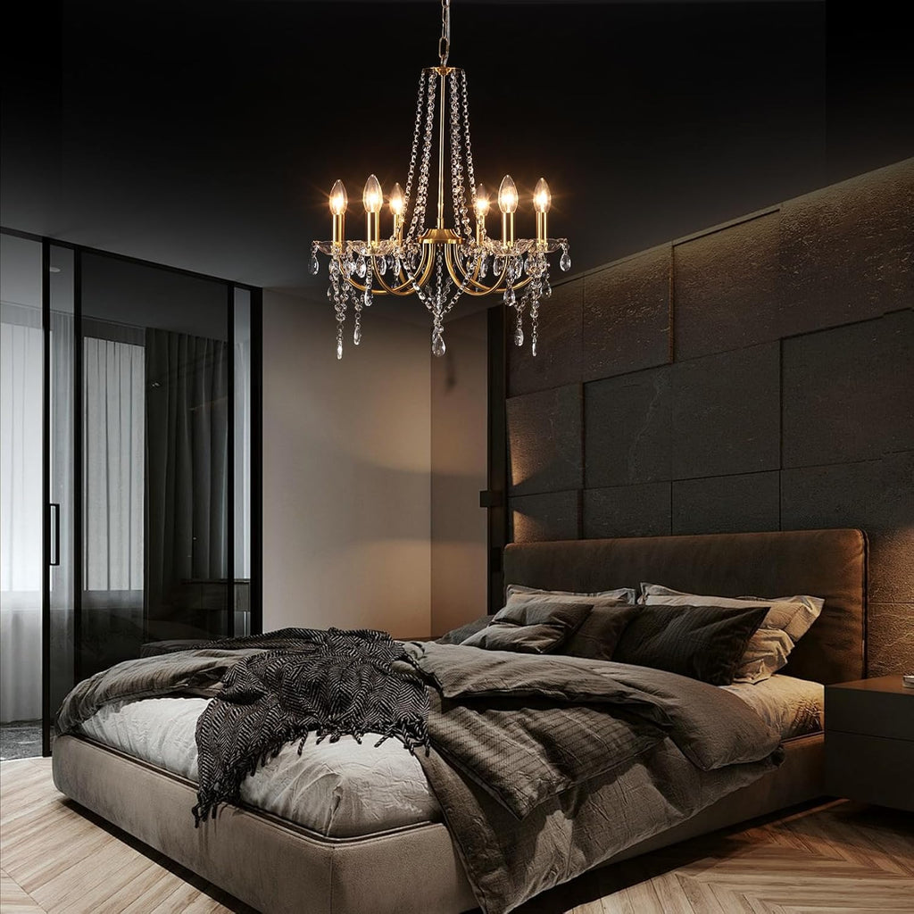 Maison Ornate Modern Metal Crystal Indoor Room Chandelier with intricate crystal details and sleek metal finish.