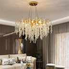 Maison Ornate Modern Crystal Lustre Gold Branch Drop Pendants with cascading crystals, elegant and luxurious chandelier design.