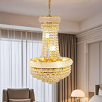 Maison Ornate Golden Crystal Modern Glass Pendant Light with sparkling round beads and elegant gold finish.