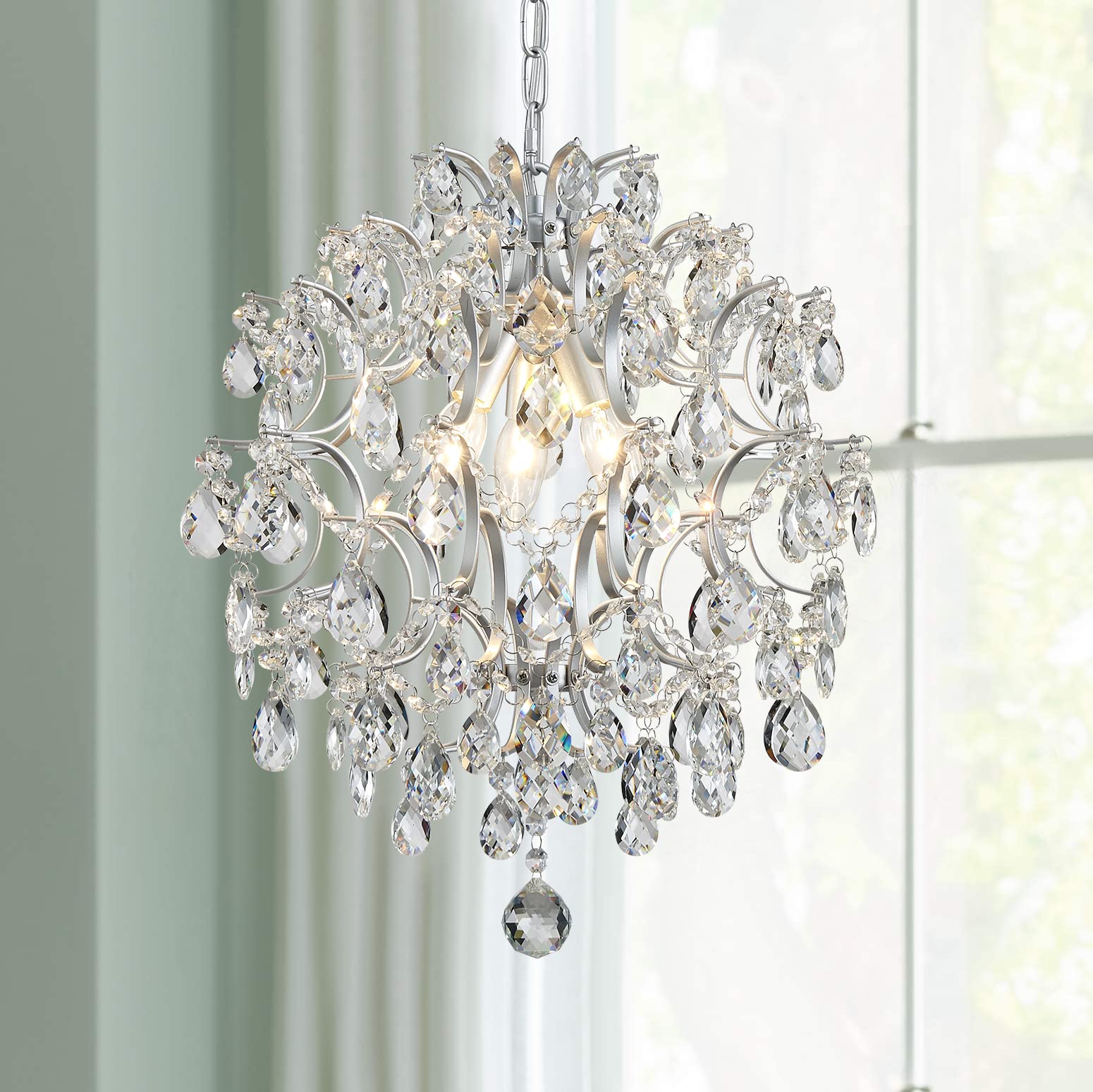 BESTIER Modern gold chandelier crystal raindrops lighting ceiling light dining room bathroom bedroom living room 1 E27 bulb required d32cm x h40cm