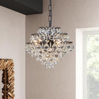 The Maison Ornate Modern Crystal Drop Chandelier with teardrop-shaped crystals and modern design.
