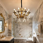 Maison Ornate Zinc Alloy Baroque Design Crystal Chandelier with gold accents and intricate detailing.