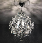 Maison Ornate Crystal Ball Chandelier with three drop shades, intricate crystal design, ceiling-mounted.