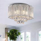 Maison Ornate modern round metal crystal chandelier with glass accents and elegant hanging design.