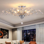 Maison Ornate K9 Crystal Chandelier in gold, black, and silver with crystal accents and E14 bulbs.