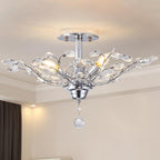 Maison Ornate K9 crystal chandelier in gold black silver with leaf accents, multi-bulb, central crystal pendant.